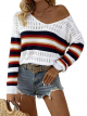 Long-Sleeve Solid Loose Knit Sweater (Women)