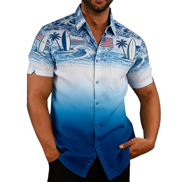 Casual Loose Linen Shirt - Men's Chest Pocket