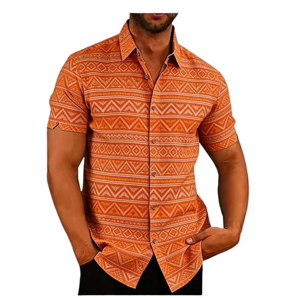 Short-Sleeve Luxury Men's Linen Shirt with Chest Pocket