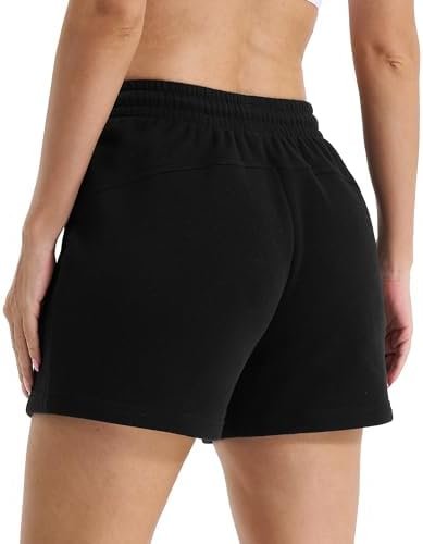 Women's Drawstring Sweat Shorts Comfy Elastic Shorts Workout Lounge Shorts with Pockets