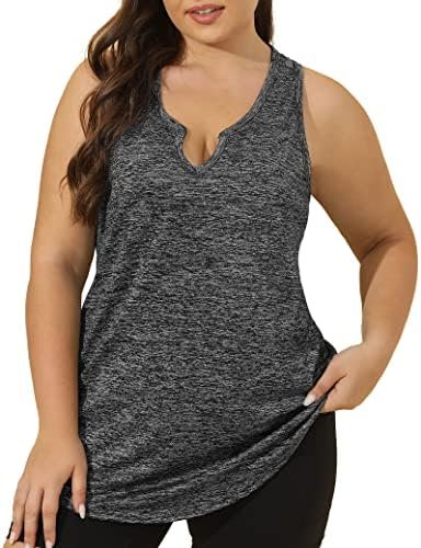 Plus Size Workout Tank Tops for Women V Neck Sleeveless Yoga Gym Tops