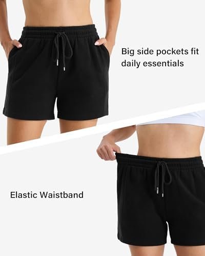 Women's Drawstring Sweat Shorts Comfy Elastic Shorts Workout Lounge Shorts with Pockets