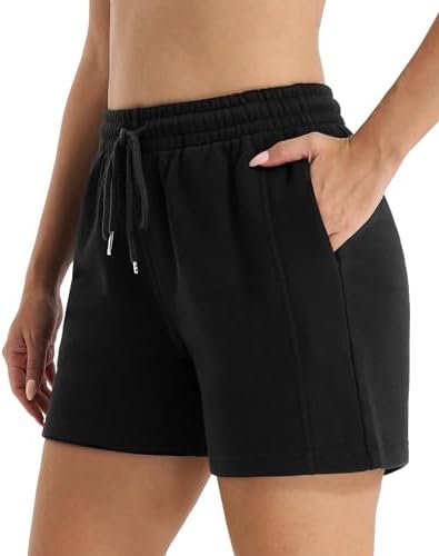 Women's Drawstring Sweat Shorts Comfy Elastic Shorts Workout Lounge Shorts with Pockets