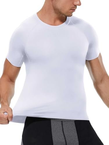 Mens Compression Shirt, Short Sleeve Athletic Compression Shirt Men, Cool Dry Workout Gym T Shirt, Undershirts Running Tops